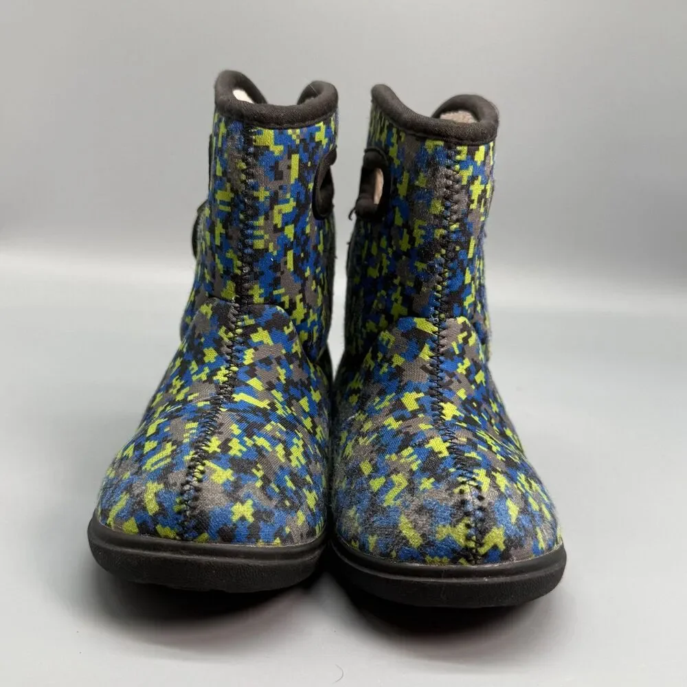 Bogs Baby Bogs II Digital Maze Kids 10 Blue Yellow Pull-On Waterproof Rain Boots